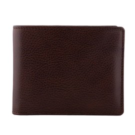 DiLoro Full Grain Textured Leather Slim Bifold Wallet for Men with RFID Blocking Technology holds min 8 Cards fits most Front Pockets in Gemini Brown