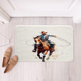 Homemissing Boys Girls Wild Western Cowboy Bath Mats Horse Bathroom Rugs Kids West Bath Rugs for Shower Tub Rodeo Cowboy Style Teens Bathroom Accossories Bedroom Decor 16x24Inch