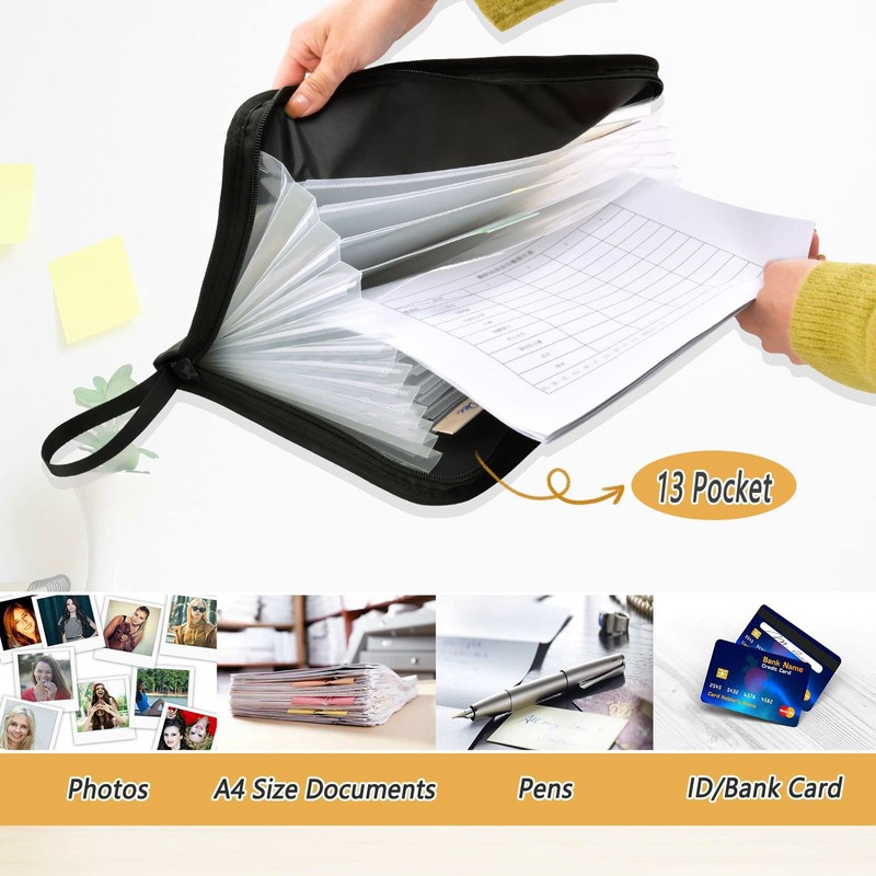 Black Leopard Expanding File Folder with Sticky Labels 13 Pocket