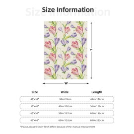 Jbofyee Spring Summer Flowers Throw Blankets All Season Ultra Soft Warm Tulips Floral Background Fleece Blanket for Home Bed Sofa Couch Chair Outdoor Travel Camping 60x50 Inch