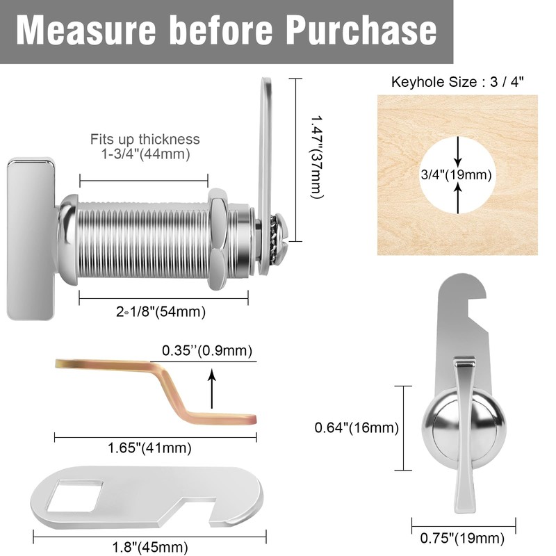 Sartartue Thumb Cam Locks - 2 Inch, Extra Long RV