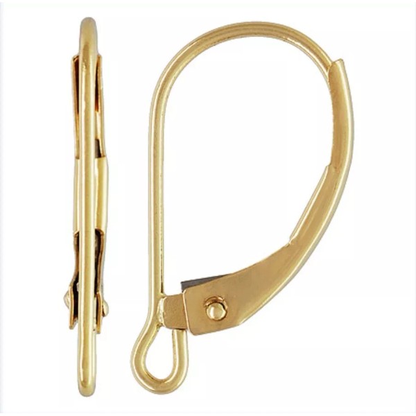 Le Suq 14K Solid Yellow Gold Plain Leverback w/Ring Hook