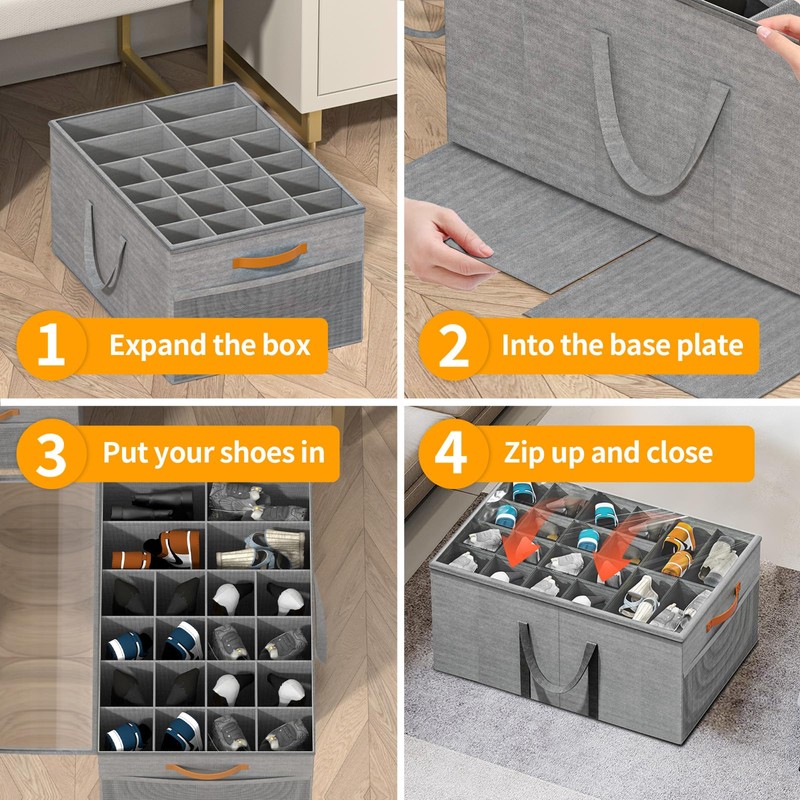 Aokeyee Shoe Organizer for Closet, 2 Pack Large Shoe Storage