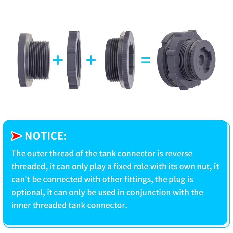 ChillWaves PVC Bulkhead Fitting 1-1/4" Double Thread Connector Adapter with