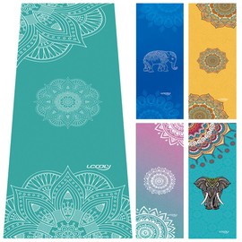 UCOOLY Toalla de Yoga, Toalla Antideslizante con Bolsillos de Esquina Elegantes y Lazo Elástico,Toalla de Yoga Caliente para Bikram,Pilatos, Gimnasio