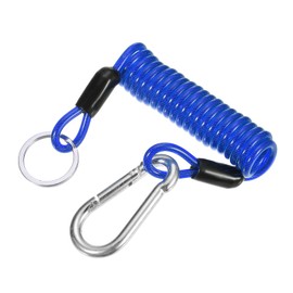 PATIKIL 3 ft Breakaway Trailer Cable,Trailer Brake Away Cable Safety Cable Straps Spring Towing Coiled Wire with Clip for RV Trailer Emergency Breakaway Switch Blue