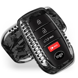 T-carbon Key Fob Case Compatible with Toyota Tundra 2022 2023 2024, Carbon Fiber Key Fob Cover Compatible with Sienna 2021 2022 2023, Fit for Sequoia 2023 2024, Forged Black