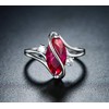 Barzel 18K White Gold Plated Oval Created Ruby Ring With