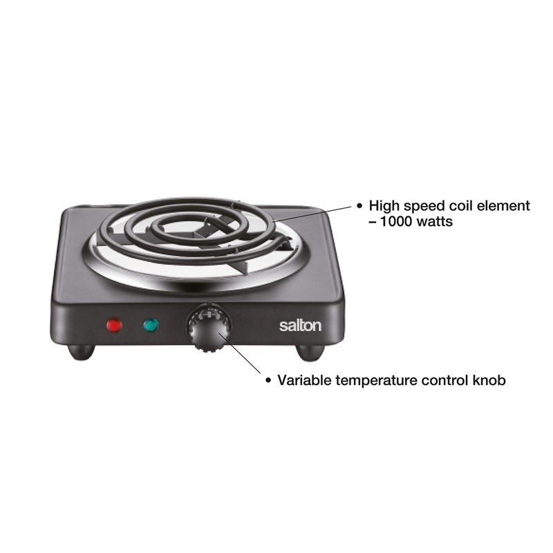 Salton Single Coil Portable Electric Cooktop with Large Burners, Variable