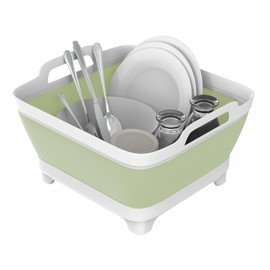 KEPPIER Dishpan for Washing Dishes,9L Collapsible Dish Tub Portable Sink,Wash Dish Basin,Foldable Laundry Tub,Washing Basin with Drain Plug,Dishpan for Kitchen Sink,Camping Dish Washing Tub Green