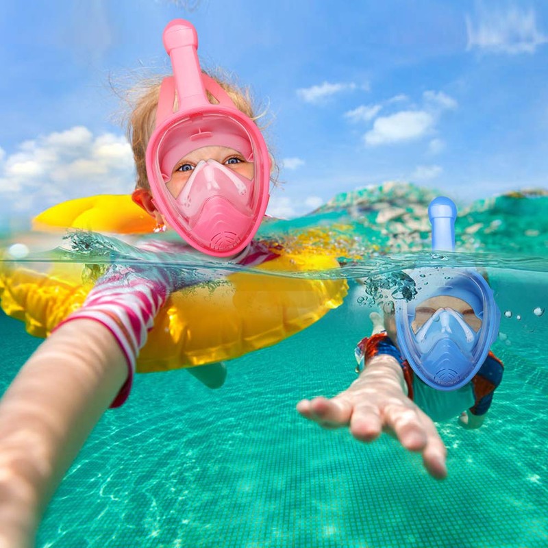 QingSong Kids Snorkel Mask Full Face, Snorkeling Set with Camera