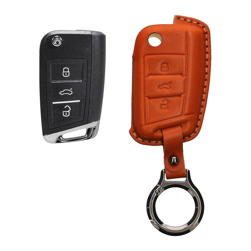 kwmobile Premium Leather Car Key Protective Case Compatible with VW