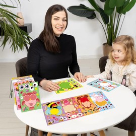 Dorgua Make Your Own Valentine's Day Stickers, Make-a-Face Valentine's Day Stickers, Valentine's Day DIY Craft Stickers, Make Your Own Stickers for Valentine's Day Party Favors, 8 Designs 24 Sheets