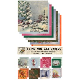 Paper Pack (24sh 15x15cm) Christmas Cards Templates FLONZ Vintage Paper for Scrapbooking and Craft