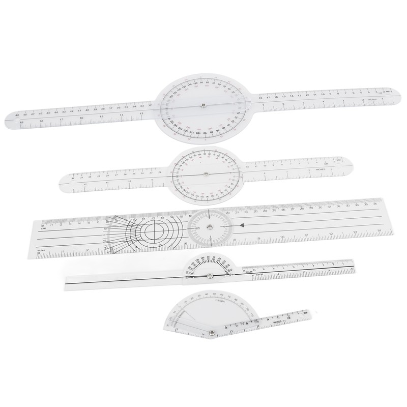 5Pcs Medical Goniometer Transparent Plastic Multifunction Joint Goniometer Set Kit