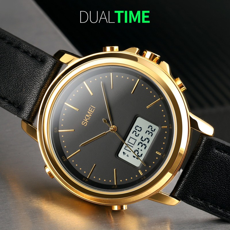 SKMEI Mens Watch Minimalism Analog Digital Watch with Alarm Stopwatch