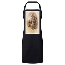 Fabulous Premium Kitchen Apron Grand Pere Souris Tricote Illustration Kids Beatrice Potter, black
