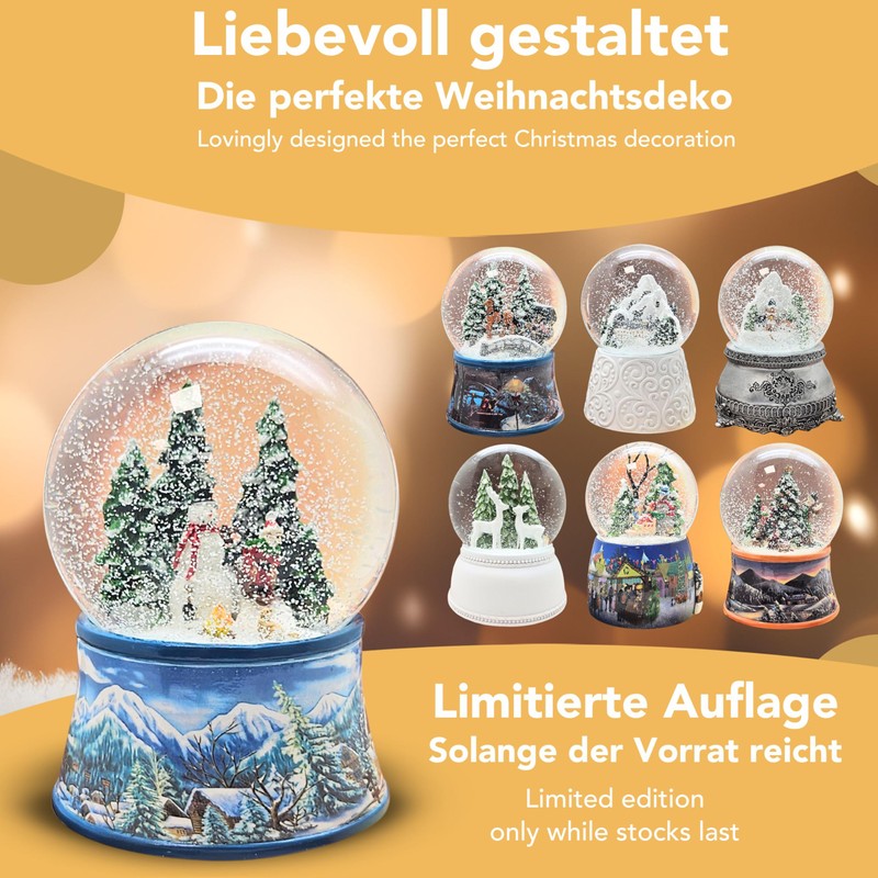 Snow Globe Snowman Standing Child on Sleigh Base Winter Landscape