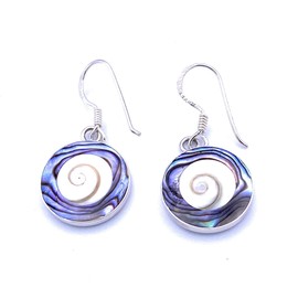 Shell Jewellery (Earrings) Spinning Snail Abalone Earrings 925 Sterling Silver Model Number 4945, Shell, Shell