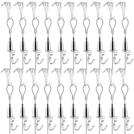 2M Picture Rail Set, Picture Hanging Wire for Mirrors, Picture Frames, Wire Rope with Adjustable Hook and Shape Hook, Load Capacity 40 kg, Picture Hooks, Accessories, Gallery Rails, Hanger, Set of 20