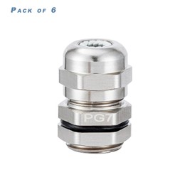INCONTESTA 6 Pcs PG7 Cable Gland Joint Stainless Steel Adjustable 3-6.5mm Lock Nut Waterproof Connector