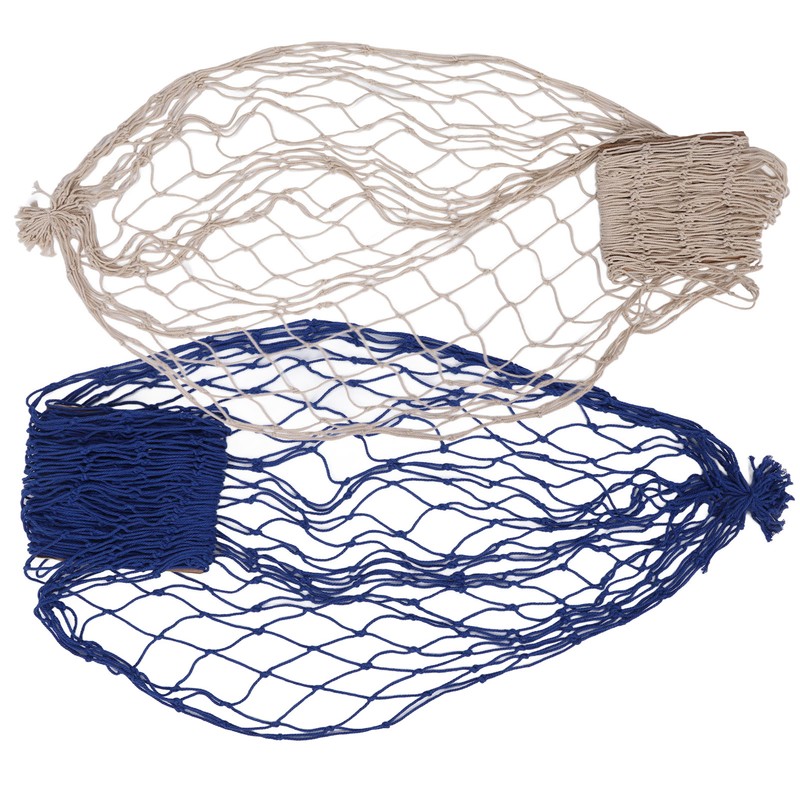 2pcs Fish Net Decoration Cotton Soft Comfortable Mediterranean Style Beige