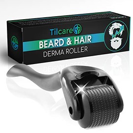 Beard and Hair Growth Derma Roller by Tilcare - Sterile Titanium Derma Roller 0.25mm for Men - Microneedle Tool for Dormant Scalp and Facial Follicles That Painlessly Creates Thicker Hair