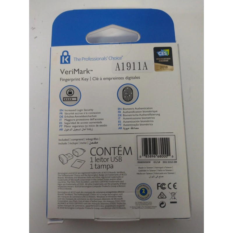 ‎Kensington NEW ‎Kensington K68000WW VeriMark USB Biometric Fingerprint Key in