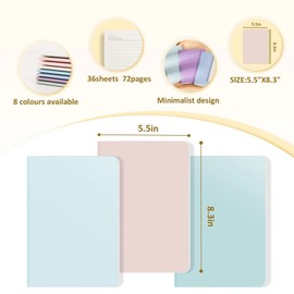 Ddaowanx 48 Pack Colorful Lined Notebooks, Journals in Bulk, 72 Pages, 36 Sheets,8.3x5.5 Inch, A5 Size, Travel Writing Notebooks Journal for Office School Supplie(Lined-48pack, 8 Colors)