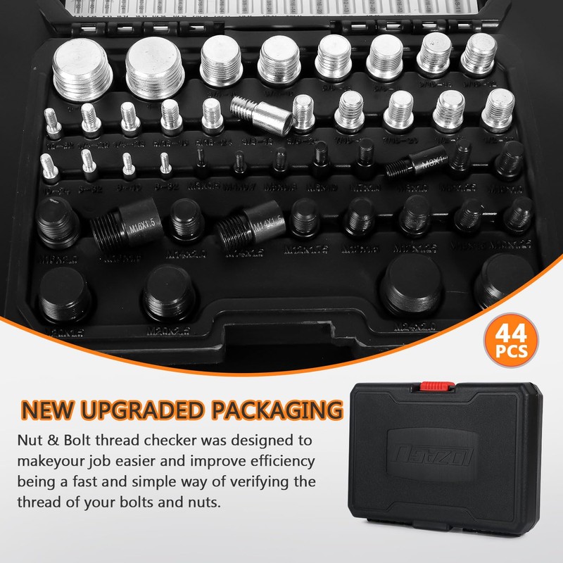 LOZAGU 44pc Nut and Bolt Gauge Set - 44 Gauges