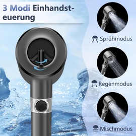 Aouplry Duschkopf,Hochspannung Handbrause mit Kopfmassage,Filtration Sichtbar Sparduschkopf Wassersparend mit 1,5 m Schlauch, Drei-Modus-Tasteneinstellung für Tägliches Baden, Pet Rinse