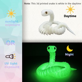 3D Printed Animals, 3D Printed Snake, 3D Snake 3D Printed Snake in Egg 3D Printed Fidget Mini Animals Toy Articular Mobility Toys Flexible Snake Statue Decor (Glow in The Dark)