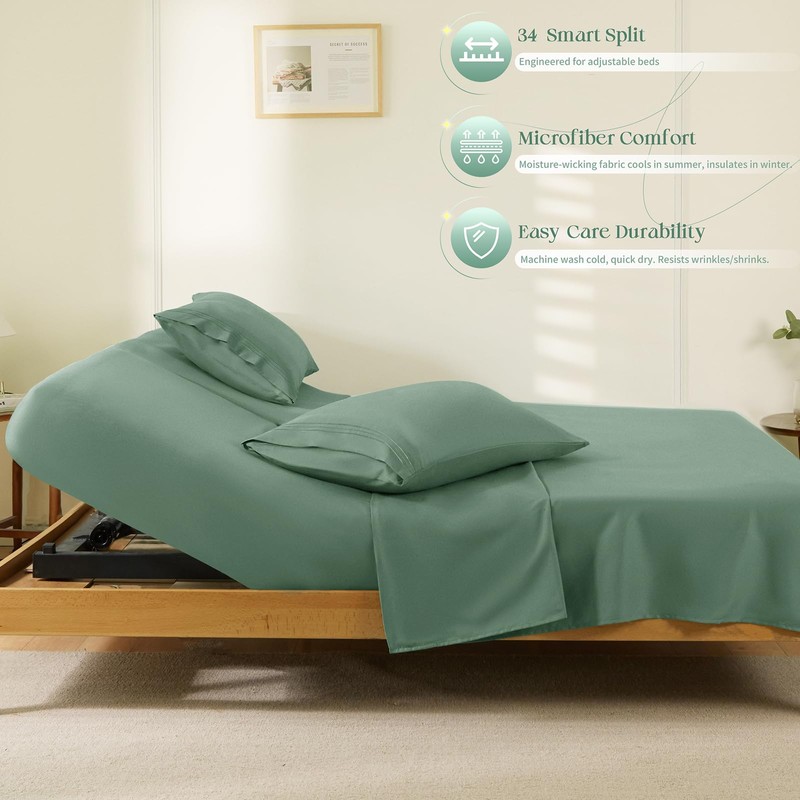 Manyshofu 4 Piece Split Head California King Sheets Sets for