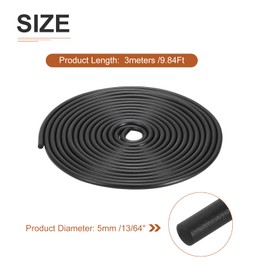 DTGN 5mm x 3meters(DXL) Nitrile Rubber Round Seal Strip - 1Pack - Good for DIY Furniture - Round Solid Weather Stripping - Black