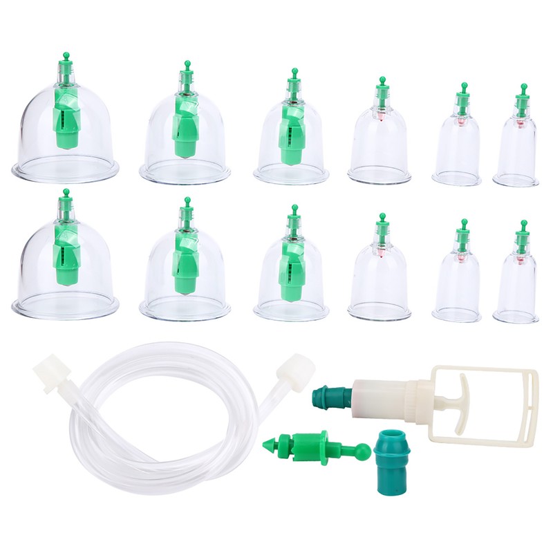 12pcs Vacuum Suction Cupping Cup Acupuncture Therapy Massage Cupping Set