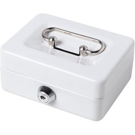 UXPRIN Coin Bank, Mini Safe, Handbag Safe, With Keys, For Home Use, For Children, Curl Office, Safe Type, Compact Metal, Coin Storage Box, Stylish (White)