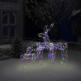 FAMIROSA 3 Piece Christmas Light Display Reindeers 229 LEDs n,Weight-6 lbs