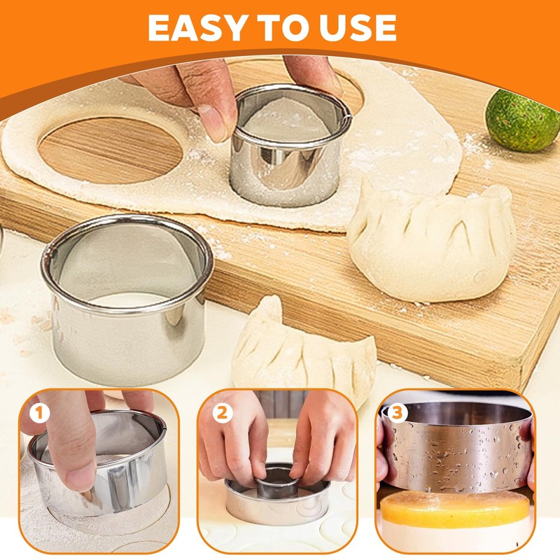6 Pcs Stainless Steel Round Cookie Cutter Set (2, 3,