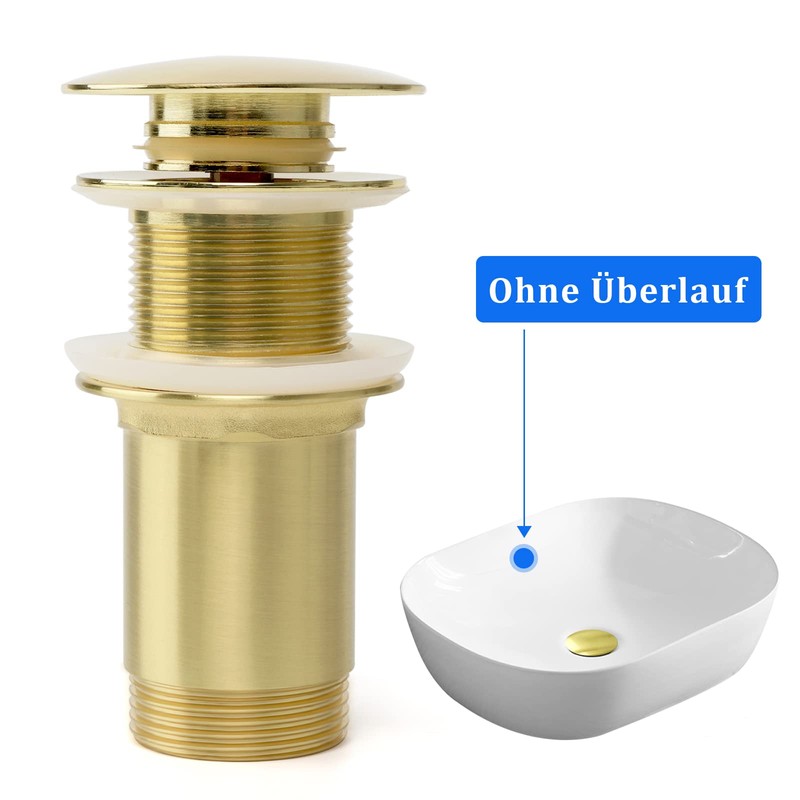 Universal Drain Fitting with Overflow, Pop-Up Drain Valve Made of