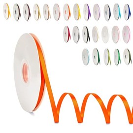 POPOYU Orange Ribbon 6 mm x 91 m Polyester Satin Ribbon Decoration Gift Ribbon Fabric Ribbon Silk Ribbons for DIY Arts DIY Crafts Gift Packaging Bows, Wedding Decoration