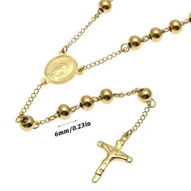 Pack of 2 Rosary Necklaces, Rosary Catholic Chain, Rosary, Cross Religious Amulet for Men Women (Gold + Silver)