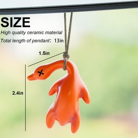 Zpana Cute Swing Duck Car Hanging Ornament, Rearview Mirror Swinging Roast Duck Automotive Pendant, Vehicle Rear View Decoration Accessories, Universal for SUV, Sedan, Truck (Orange)