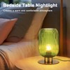 Soutas Green Glass Table Lamp, Mid Century Modern Table Lamp