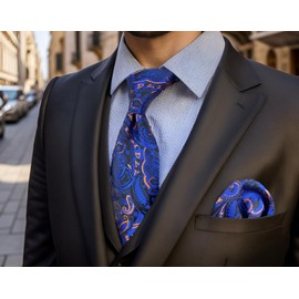 S&W SHLAX&WING Neckties for Men Orange Blue Neck Tie Set Classic Size Pack