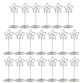 Card Name Holder Star Shape Clip Stand Desk Memo Photo Holder for Weddings Party Home Office 20 Pcs