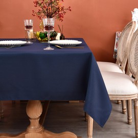 MEANMOY Navy Blue 210 GSM Water & Stain Resistant Square Tablecloth - Solid 54 x 54 Inch Rectangle Table Cloth Cover in Wrinkle Free Washable Wipe Clean Polyester Fabric for Wedding, Party, Banquet