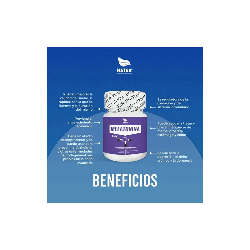 Melatonina 5 Mg, 100 Tabletas, 1 tableta antes de dormir,