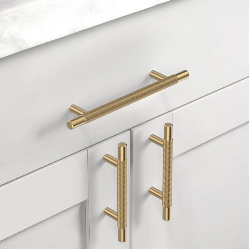 Asidrama 10 Pack 5 Inch(128mm) Champagne Bronze Knurled Kitchen Cabinet