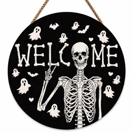 Halloween Decorations - Halloween Skeleton Welcome Sign for Front Door