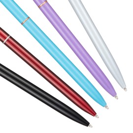 Wikult 5 Pieces Metal Ballpoint Pen Set, Black Ink Slim Lightweight Smooth Writing Pen, for Business Office Teacher Student Wedding Guest, Wine Red, White, Black, Sky Blue, Purple